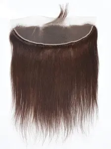 13*4 Chocolate Brown Ear To Ear Lace Frontal Closure #4 Color Long Straight Remy Unprocessed Frontal Human Hair Popular hair color 13x4 Transparent Lace Closure Glueless Hd Lace