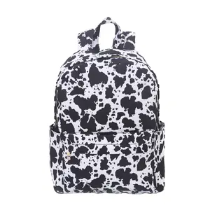 Black Cow Leopard Print Kids Backpack