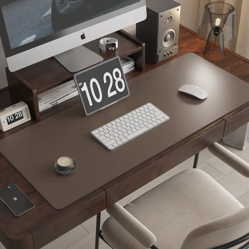 Extra Large Desk Pad 31.5"x15.7", Dual-Color Reversible Silicone & PU Leather Desk Mat, Waterproof Stain-Resistant Writing Surface, Durable Mouse Pad for Office, Home, Study, Gaming