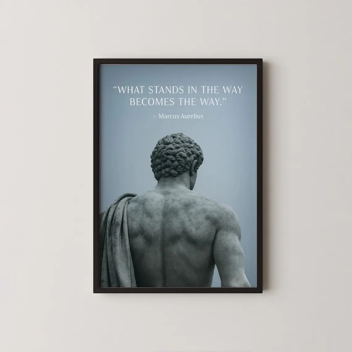 Stoic Wall Art Marcus Aurelius Quote Roman Emperor Statue Motivational Print
