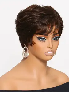 Women's Pixie Cut Wig Human Hair Short Bob Wig with Bang, Full Machine Made Straight Style, Perfect for Daily Wear & Stylish Looks, Human Hair Wigs