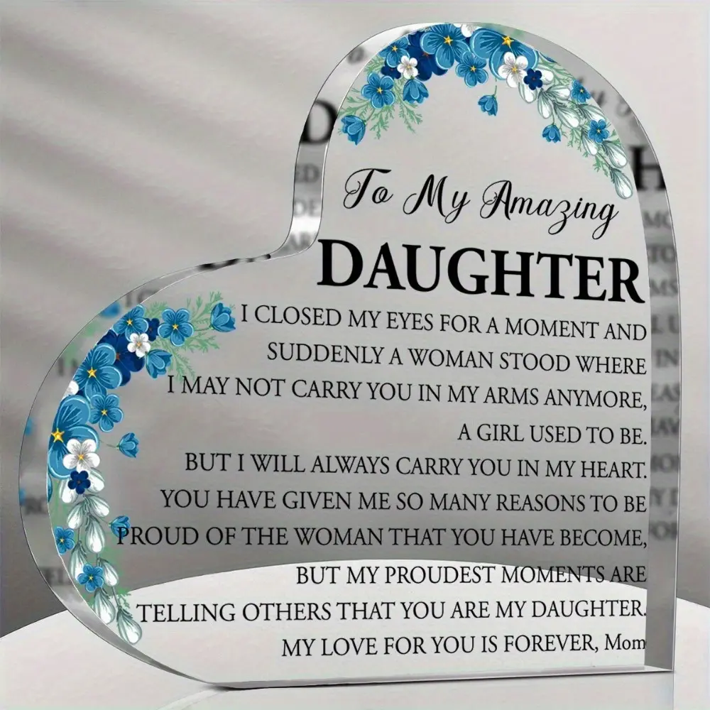 Personalized Engraved Inspiring Text Acrylic Heart Wall Plaque - Acrylic Signage Plaque Decorations, Forever Bond Sign, Gift of Love for Mom-Daughter Birthday & Graduation Home Decor