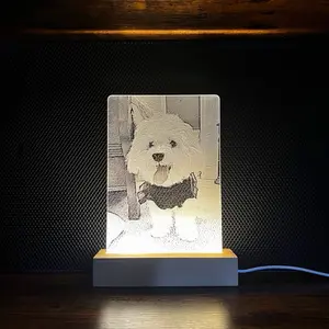 Custom Light-Up Picture Frame: Personalized Frame For Family Dog Cat Pets: Memorialize Custom Frame: Modern Wooden Picture Frame