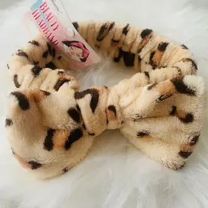 Plush Leopard Print Spa Headband