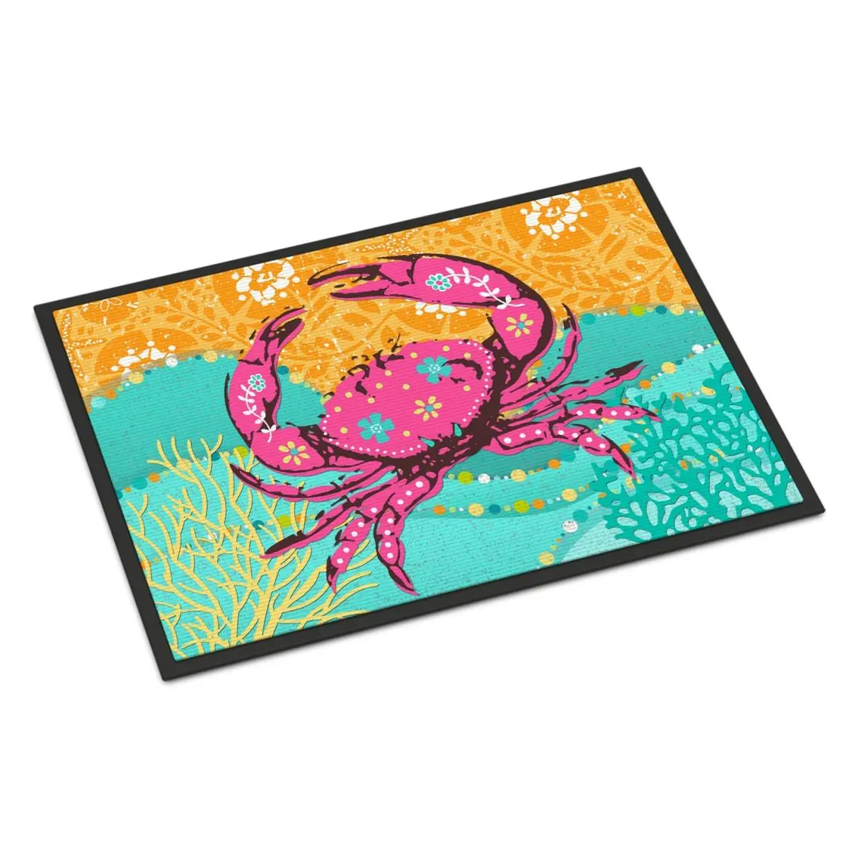 212 MAIN Coastal Pink Crab Felt Mat - 24x36 in., Coastal Theme, Sea Life Motif, Fade-Proof Dye, Rubber Backing, Indoor Outdoor Rugs (Model VHA3028JMAT)