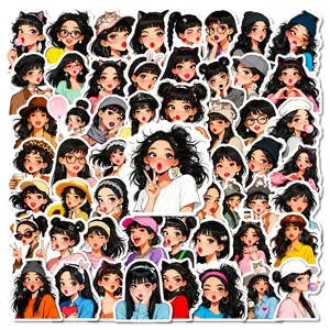 56 New Cute Cartoon Girl Stickers with Pouty Lips, Suitable for Scrapbooks, Diaries, Laptops, Water Bottles, Cars, Etc. These Faith-based Designs Make for Positive Gifts, Decal Sticker