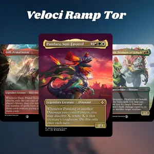 MTG Proxy 100+ Cards – Veloci-Ramp-Tor – Naya Dinosaur Ramp & Smash Strategy – Big Creature Aggro, Explosive Mana Growth EDH Commander Deck – Fantasy Gift for Card Game Fans & Collectors