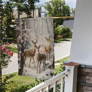 Double Sided Garden Flag, 1 Count Lovely Deer Pattern Garden Flag without Flagpole, Outdoor Decoration for Home Garden Yard Lawn