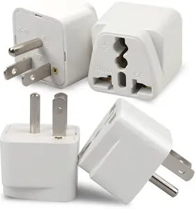 4 Pack Universal Adapter, Europe to US Plug Travel Adapters (White)