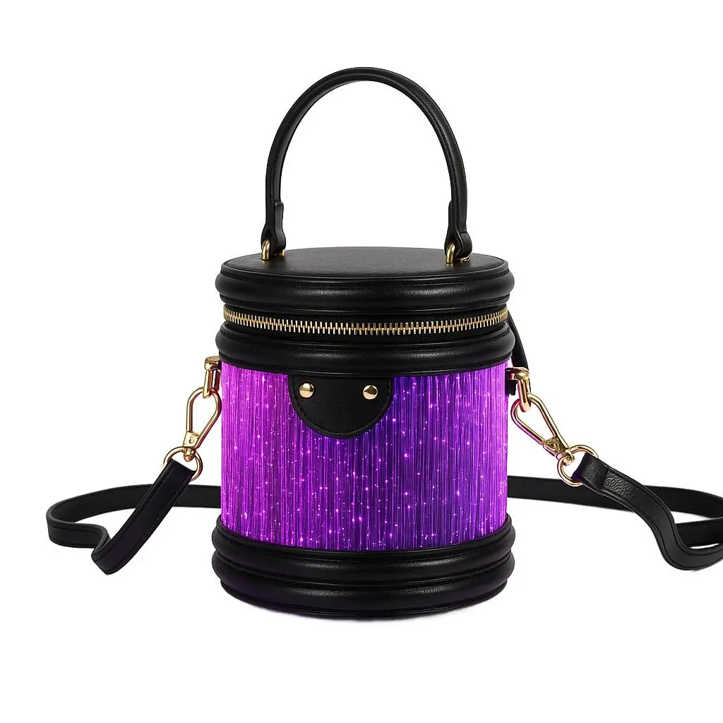 QKY LED Light Up Crossbody Purse with Color Changing Fiber Optic Glowing Handbag for Parties Festivals & Night Out