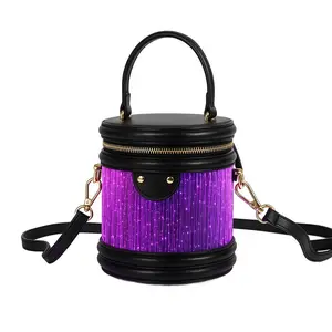 QKY LED Light Up Crossbody Purse with Color Changing Fiber Optic Glowing Handbag for Parties Festivals & Night Out
