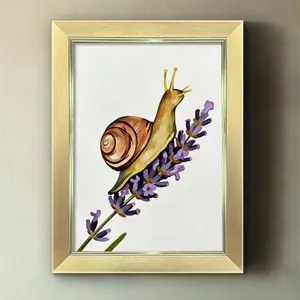 Minimalist European Wall Hanging Picture Frame, Sizes 8x12/12x16/16x22 Inches, Snail Lavender Design, Indoor Decorative Frame
