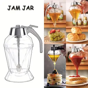 Leak-Proof Glass Honey Bottle, Diamond Geometric Design, Transparent Style, Clear Visibility, Durable Material, Ideal for Kitchen Camping Dining