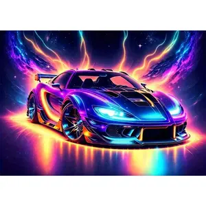 Car Themed Pattern DIY Diamond Arts Colorful Painting Kit without Frame, DIY 5D Diamond Arts Colorful Painting Kit, Wall Art Decor for Home Living Room Bedroom