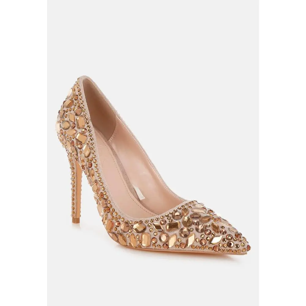 London Rag Womens Iceout Diamante & Rhinestone Embellishments Pumps 9.5
