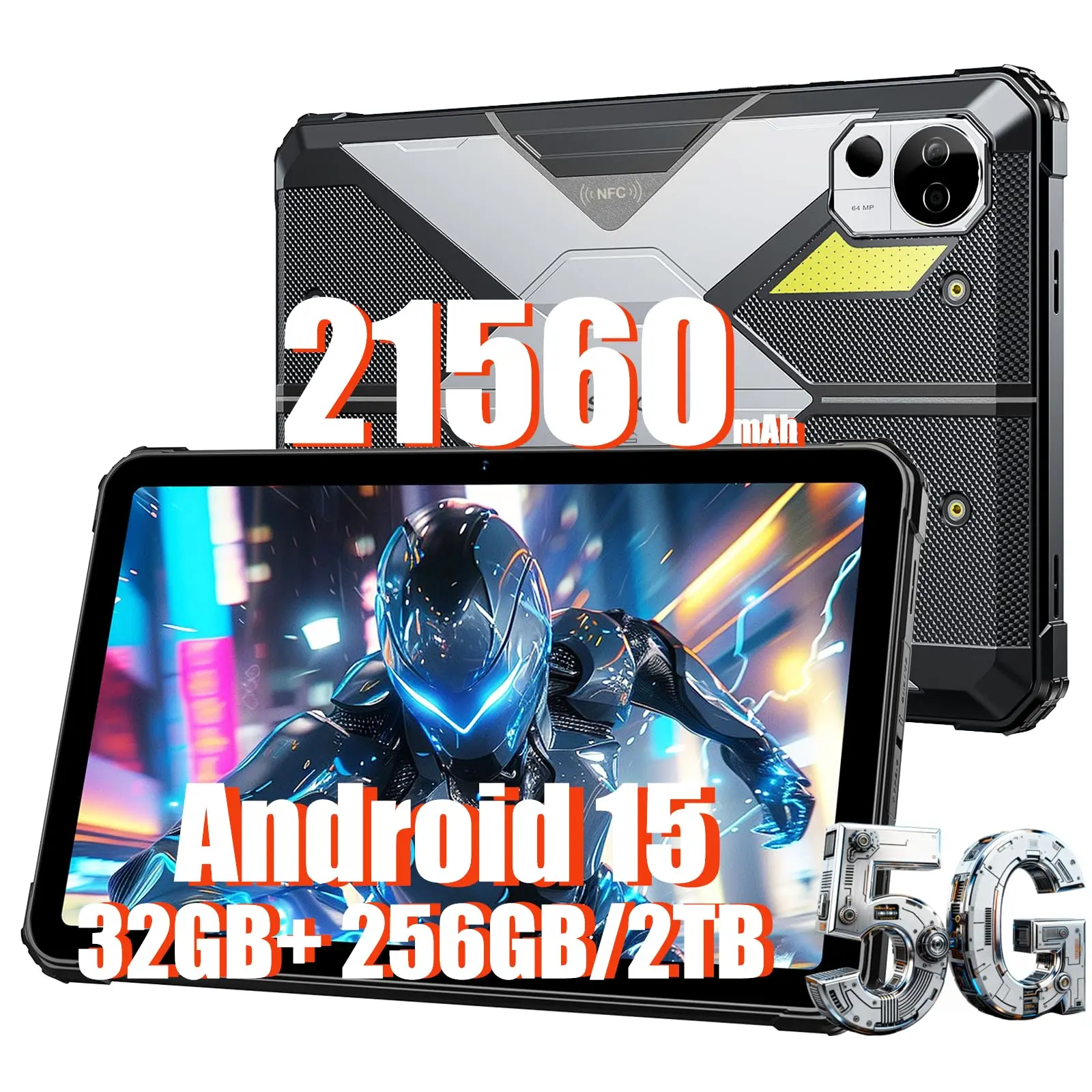 FOSSiBOT DT3 5G 10.4-inch 32+256GB MediaTek Dimensity 7300 4nm Octa-core 21560mAh 64MP Camera 66W Fast Charging Android 15 Rugged Tablet