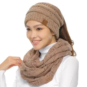 C.C Confetti Knit Cable Infinity Scarf - Vibrant Speckles & Stylish Warmth Quadri Grey - Fun and Cozy Accessory for Women