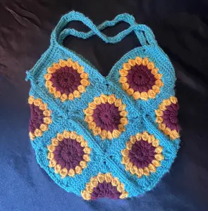 Hand Crocheted Sunflower Large Shoulder Bag