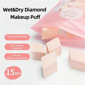 MINISO SBR Special Shape Makeup Puffs 15PCS, Wet & Dry Use Soft Cosmetic Sponges, Foundation Concealer Blending Beauty Tools for Face Makeup, Soft and Long-Lasting Daily Beauty Essentials