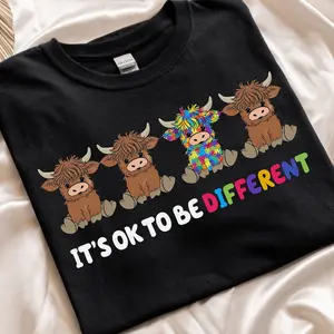 It's Ok To Be Different Shirt, Autism Awareness Shirt, Different Cow T-Shirt, Motivational Shirt, Be Yourself T-Shirt, Positivity Vibe Shirt PZX