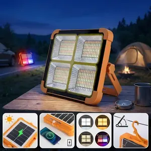 Solar LED Portable Camping Work Light, 100W 10000 Lumens 336 LEDs, Type-C & Solar Dual Charging, 5 Modes with Red/Blue Warning Lights, IP66 Waterproof for Outdoor Adventures, Car Repairs, Emergency Use