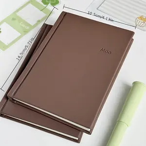 "2pcs Mint Chocolate A6 Hardcover Planner Notebook – Thread-Bound Daily Planner with Customizable Name, Thickened Pages, Green Inner Pages, Portable Stylish Notebook for Planning, Notes, and Organization"