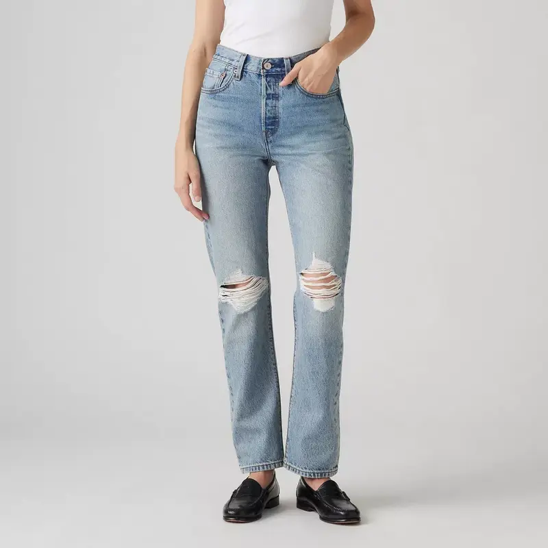 Levi's Women's High-Rise 501 Button-Front Casual Blue Jeans for Women, Denim Pants