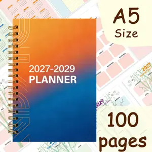 2027-2029 Monthly Planner - 3-Year 36-Month Plan/Calendar, January 2027 - December 2029, 13.97  21.08 cm, Orange-Blue Gradient Cover, with Important Festival Reminders, Easy to Record Annual Income and Expenses, 12-Grid Wish Wall