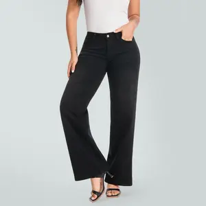 Vogatiques | Magic Stretchy Wide Leg Jeans BBL Tummy Control Pocket Distressing 8001 | ONESO