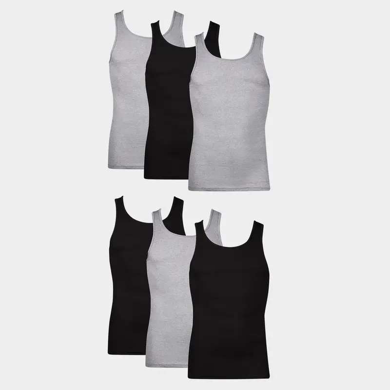 Hanes Men's Cotton Tank Top Undershirt 6-pack Underwear Multi Pack Comfortable Fit Soft Stretch Fabric Breathable 392bg6
