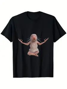 [funny mole rat tee] yoga animal lover mole rat t-shirt - funny naked mole-rat zookeeper design [Cool Design] Street Trending Style Women's Tee Comfortable Cotton Round Neck Shorts Same gender design and Sleeves Men's t shirts