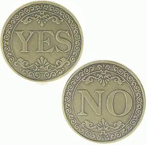 Lucky Badges for Decision Making - Yes No Challenge Badges Decision Maker Divination Badge, Antique Gray Silver with Ornamental Floral Design, Collectible Badge, Unique Christmas Gifts