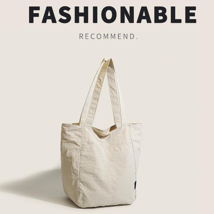 Minimalist Large-Capacity Canvas Tote Bag Versatile Shoulder Handbag for Commuting and Students Waterproof Nylon Casual Women's Bag