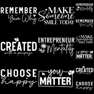 12-Piece Creative Custom Text Stickers, Heat Transfer Decals, DTF Print Patterns, Washable Fashion DIY Accessories