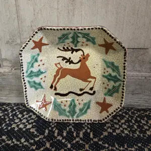 Stag with Holly Redware Plate