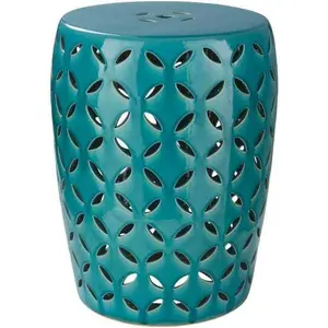 Chantilly Eyelet Chinese Garden Stool, Teal