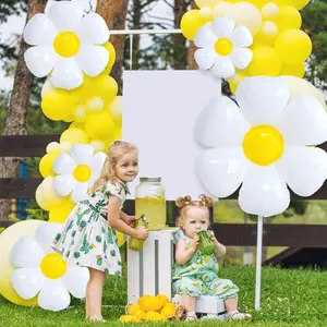 PMU Mylar White Daisy Flower Shaped Mylar Balloon - Party Decorations for Birthday Wedding Baby Shower Party Decorations Supplies