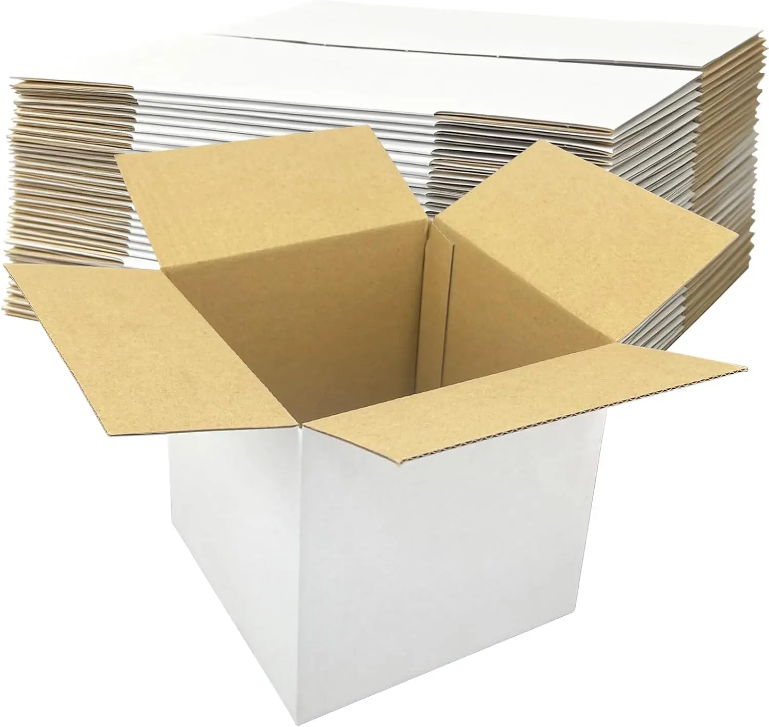 40 Pack 6x6x6 Shipping Boxes, White Corrugated Cardboard for Packaging Small Business, Mailing, Gifts, Storage