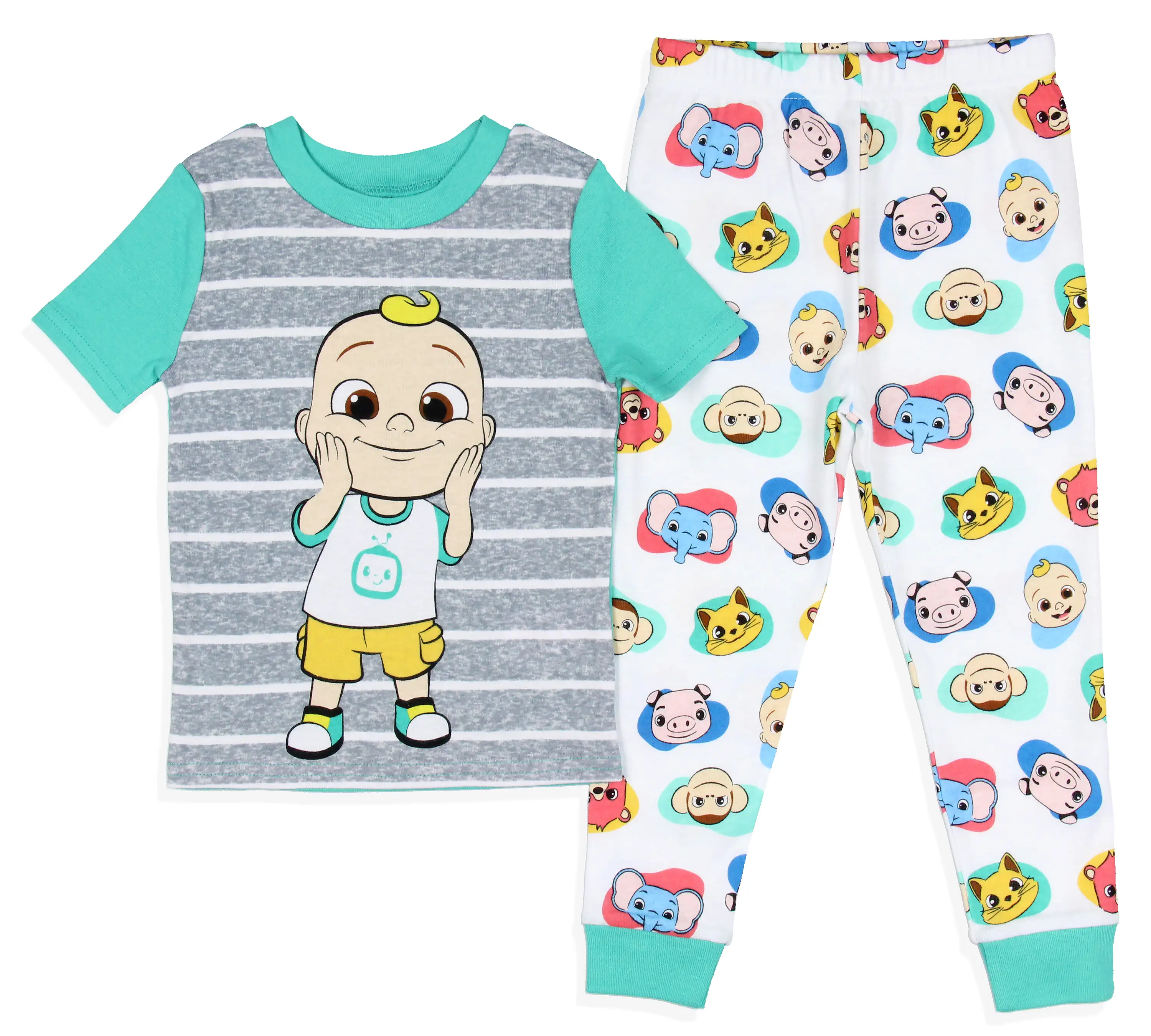 CoComelon Toddler Boys' JJ's Animal Friends Short Sleeve And Pant Pajama Set