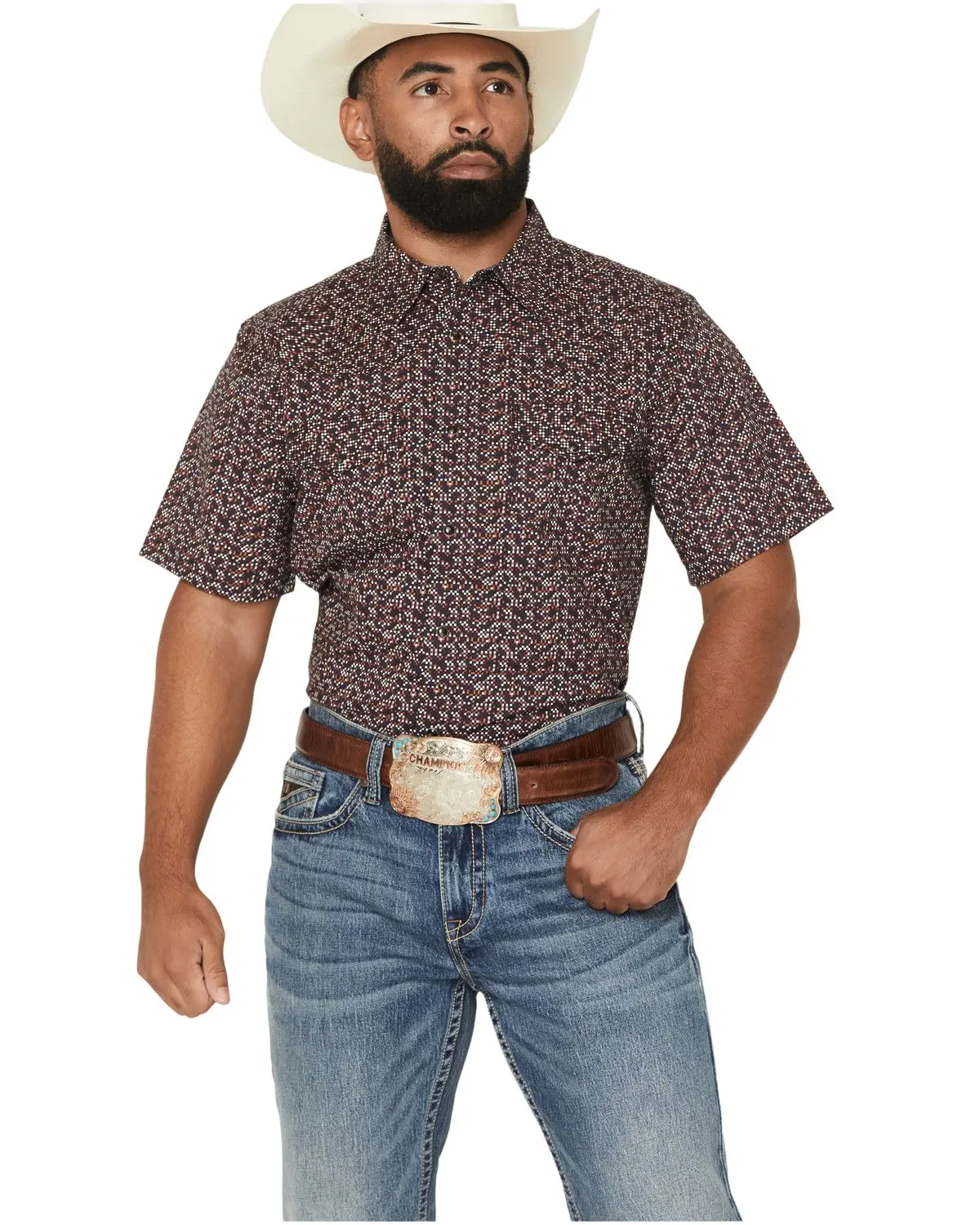 Rank 45 Men's 45&Reg; Men'S  Confetti Geo Print Short Sleeve Snap - Rmsp26w7-Multi