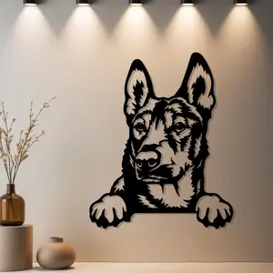 Housewarming Gift 1pc Rustic Dog Metal Wall Decor, Animal Design, Rustic Dog Statue Mural with Finish - Ideal Gift for Birthday, Bridal Shower & Housewarming - Metal Wall Sculptures for Cottage (Home Styling Lovers Pick)