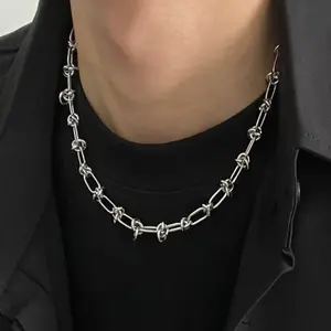 2026 Trendy Thorn Knot Necklace | Unisex Edgy Niche Design, Hip Hop Y2K Aesthetic Versatile Clavicle Chain, Gothic Punk Fashion Jewelry