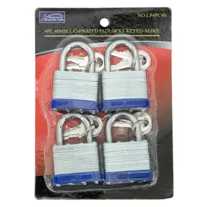 WorldWide Sales Online American Favorite 4PC 40mm/1.5" Laminated Padlock, Keyed Alike