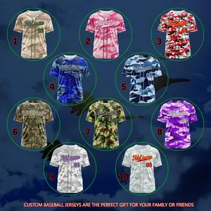 Camo Custom Baseball Jersey Personalized Team Name Softball Uniform Gift Men Women Youth