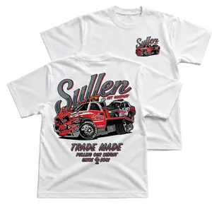 Sullen Trade Made Tow Truck T-Shirt, Towing Company Graphic Tee With Flame Skull Truck Back Print, Front Chest Sullen Art Logo Shirt, Mechanic Garage Streetwear Outfit, Diesel Wrecker Apparel Gift for Men and Women