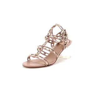 Pre-owned Valentino Garavani Women's Rockstud Block Heel Sandals Leather by Rebag