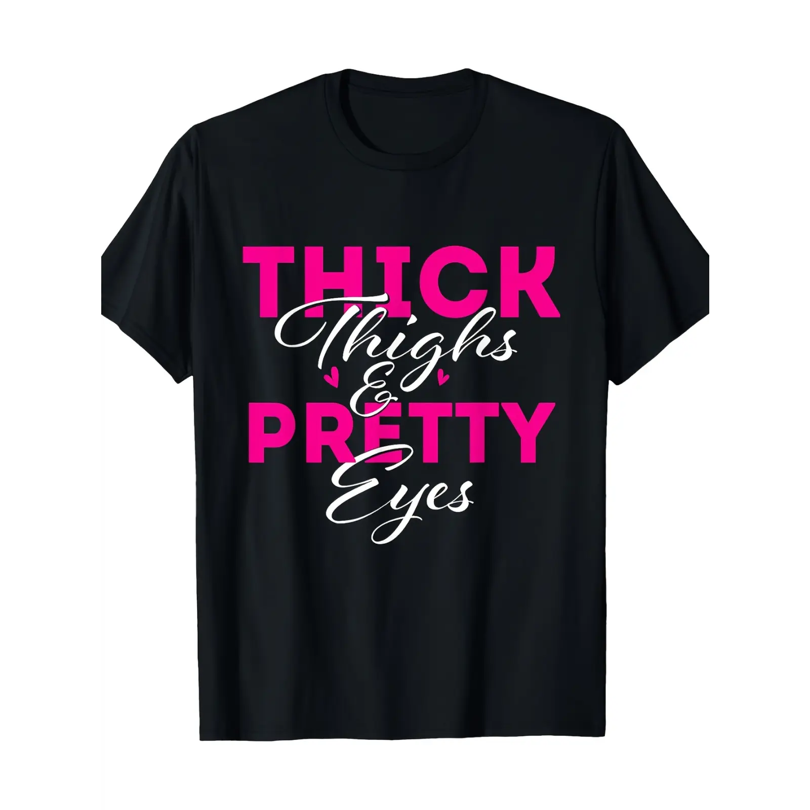 Unisex "Thick Thighs, Pretty Eyes" Loose-Fit Gym T-Shirt — 100% Pure Cotton (180gsm) Vintage-Style Gym Tee with Slogan Print; Crew Neck Fitness Top Suitable for Weightlifting, Gymnastics, and Casual Sportswear