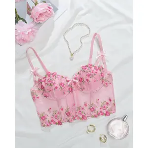 Pink Floral Bralette Top
