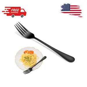 Black Dinner Forks Set, 8-Piece 8 Inches Food-Grade Stainless Steel Silverware Forks