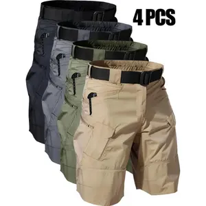 4pcs Men'S Tactical Shorts Lightweight Breathble Cargo Shorts for Outdoor Casual Military Hiking Work Shorts Workout Shorts with Multi-Pocket (No Belt) gym outfits sweatpantsmen workout sets